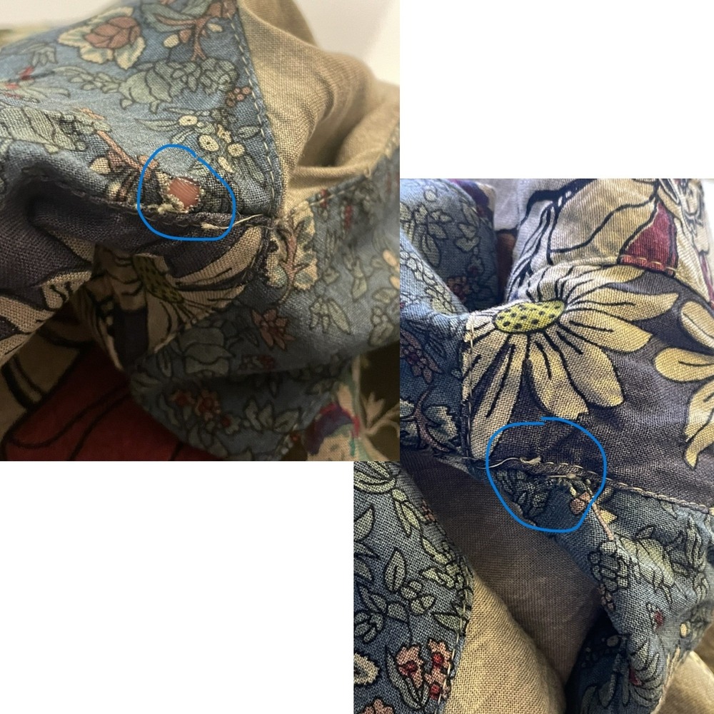 Young Threads Est Med-Large Boho Sage Floral Patchwork Embroidered Bell Sleeve - Picture 14 of 16